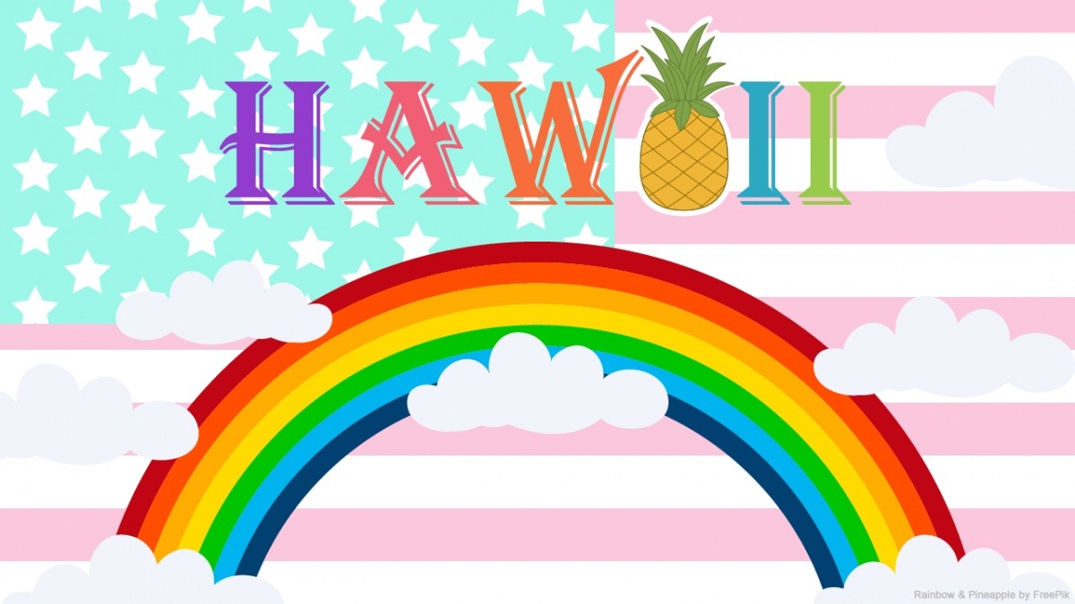 ハワイロゴと虹