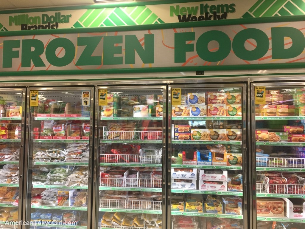 アメリカの100均ショップでしか買えない冷凍食品-冷凍庫