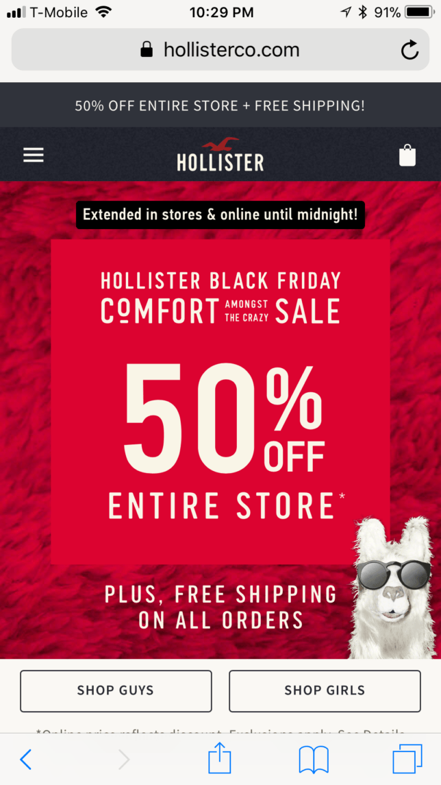 アメリカブラックフライデーの海外人気ブランドセール攻略-ホリスター-hollister