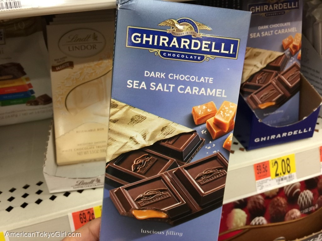 ギラデリチョコ-ghirardelli-アメリカ値段-スクエア型-ダークシーソルトキャラメル