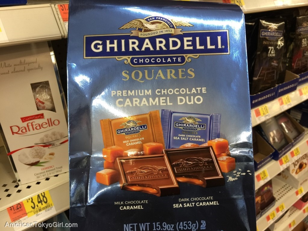 ギラデリチョコ-ghirardelli-アメリカ値段-スクエア型-ミディアムキャラメルアソート